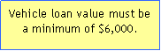 Text Box: Vehicle loan value must be a minimum of $6,000.