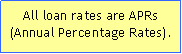 Text Box: All loan rates are APRs (Annual Percentage Rates).